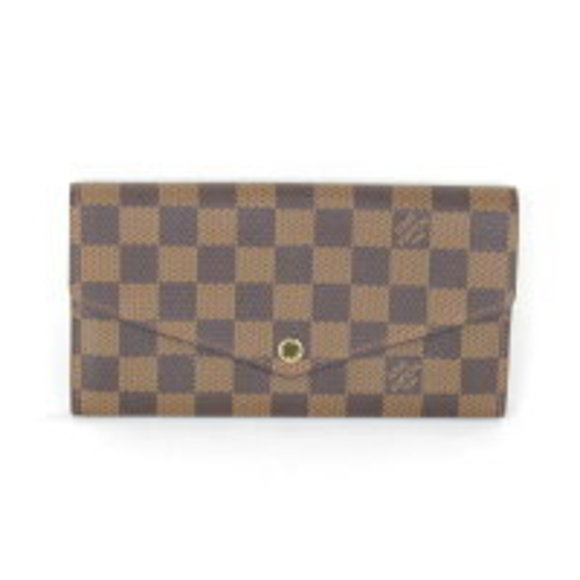 Louis Vuitton Wallet Portefeuille canvas brown long Sarah Damier - Picture 1 of 9